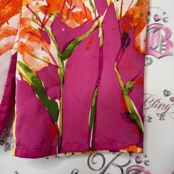 Natori pants floral painting 🖼️ style pink lightweight soft silky satiny sexy - Picture 4 of 8